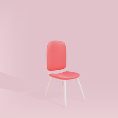 Minimal Red chair on pink background. Business hiring and Job vacancy concept. Vector illustration.