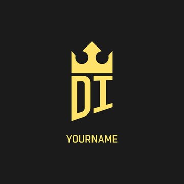 Monogram DI logo shield crown shape, elegant and luxury initial logo style