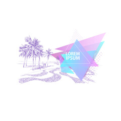 Fototapeta premium Copacabana beach. Rio de janeiro. Brazil. Abstract graphic triangle shape. Template banners, postcards, posters. Colorful geometric polygonal figure isolated. Trendy modern design backgrounds. 