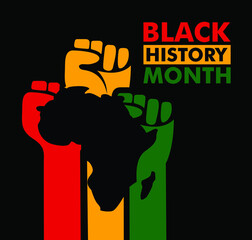 Black History Month celebration design. Vector illustration and icon symbol. Logotype and word mark.