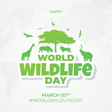Happy World Wildlife Day March 3td  illustration on maps background design
