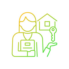 Estate agent gradient linear vector icon. Real estate broker. Housing assistance and help. Property sale. Thin line color symbol. Modern style pictogram. Vector isolated outline drawing
