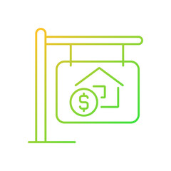 House selling gradient linear vector icon. Home purchasing. Realty buying. Real estate ownership. Property sale. Thin line color symbol. Modern style pictogram. Vector isolated outline drawing