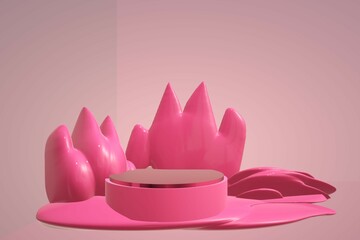 stage podium platform pink 3d illustration