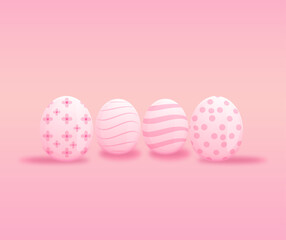 Happy easter pink egg decoration. 3d easter background