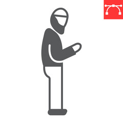 Muslim prayer glyph icon, pray and namaz, muslim prayer vector icon, vector graphics, editable stroke solid sign, eps 10.