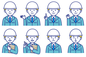 人 作業着 ヘルメット 帽子 AI 素材 イラスト ベクター