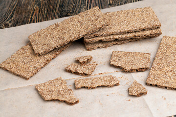 thin and crispy bread close up