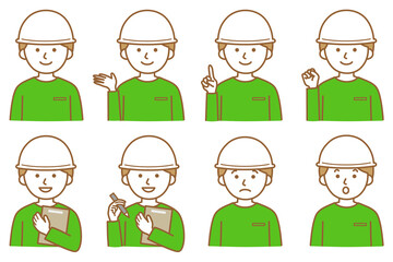人 シャツ 長袖 ヘルメット 帽子 AI 素材 イラスト ベクター