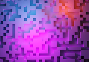 Colorful geometric background. Neon purple background. Labyrinth of abstract lines. Geometric texture. Very peri background is stylish. Abstract 3D pattern. Wallpaper for your design. 3d image.