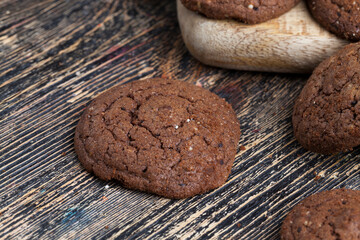 chocolate cookies on a wooden table