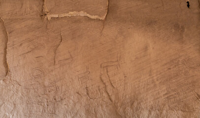 Rock  carvings from the time of the Egyptian kingdom carved into the stone rock in Timna National Park near Eilat, southern Israel.