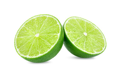 Fototapeta na wymiar Half of lime citrus fruit isolated on white background