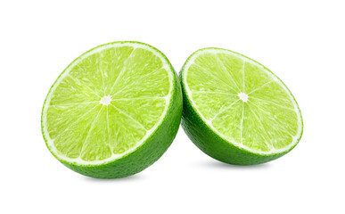 Half of lime citrus fruit isolated on white background