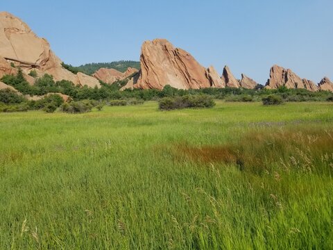 Red Rocks Sandstone Grass Sunshine and Beautiful Hiking Trails in Roxborough State Park Colorado