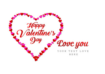 Happy valentines day and love you banner with sparkle heart shape premium vector 