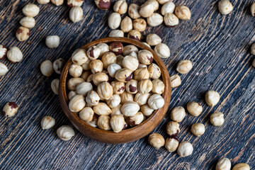 hazelnuts peeled from the shell