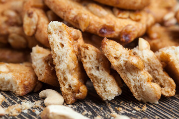 wheat-oatmeal cookies with peanuts, closeup