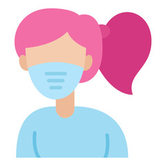 Facemask Woman Female flat icon. Can be used for digital product, presentation, print design and more.