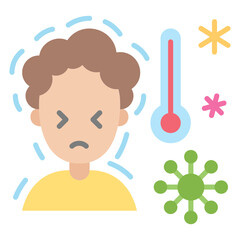 Fever coronavirus high temperature flat icon. Can be used for digital product, presentation, print design and more.