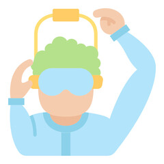 Goggle wearing man flat icon. Can be used for digital product, presentation, print design and more.