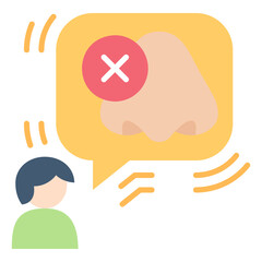 Loss of smell flat icon. Can be used for digital product, presentation, print design and more.