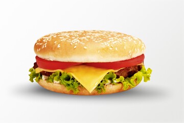 Fresh tasty vegan burger with plant based meat free cutlet