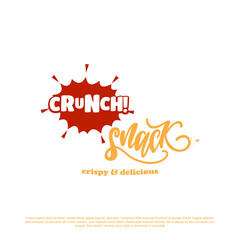 Crunch snack lettering logo design vector. for your brand or business
