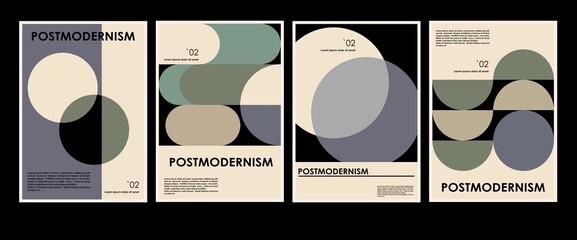 Artworks, posters inspired postmodern of vector abstract dynamic symbols with bold geometric shapes, useful for web background, poster art design, magazine front page, hi-tech print, cover artwork. - 486305103