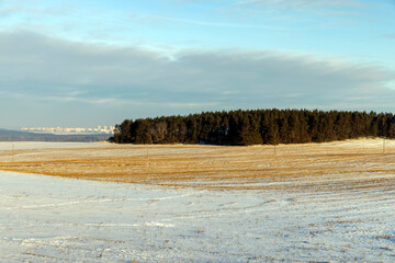 winter season with snowdrifts after snowfall