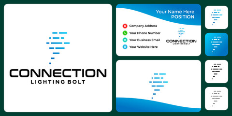 Electric and technology logo design with business card template.