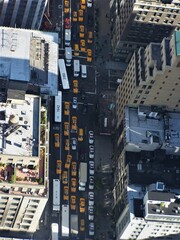 New York city streets from above with taxis
