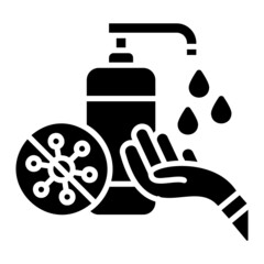 Hand Sanitizer Cleaning Protection glyph icon. Can be used for digital product, presentation, print design and more.
