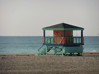 lifeguard hut on the beach in Miami