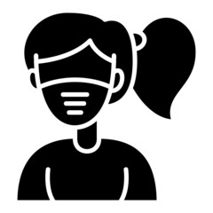 Facemask Woman Female glyph icon. Can be used for digital product, presentation, print design and more.