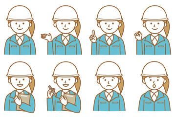 人 作業着 スーツ ワイシャツ ヘルメット 帽子 AI 素材 イラスト ベクター