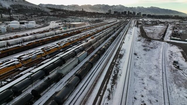 Incredible Aerial Getting close to Train at North Salt Lake Utah - Forward Descending and Tilt Up Movement