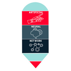 ANN - Artificial Neural Network acronym. business concept background. vector illustration concept with keywords and icons. lettering illustration with icons for web banner, flyer, landing pag