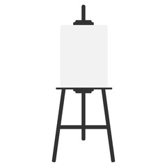 An easel with a blank canvas, isolated on a white background. Vector illustration