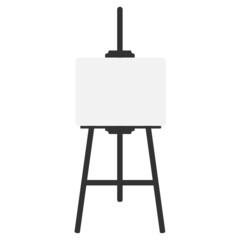 An easel with a blank canvas, isolated on a white background. Vector illustration