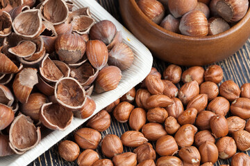 hazelnuts peeled from the shell