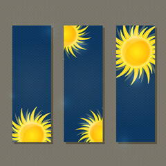 Dark Blue Banners with Yellow Glowing Sun