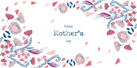 Happy Mothers day flowers illustration - Floral design banner