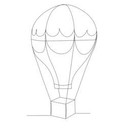 hot air balloon one line outline, vector sketch