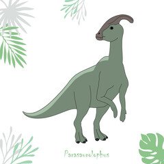 Vector illustration of the dinosaur parasaurolophus isolated on white background.
