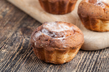 fresh cottage cheese cupcake on a wooden table