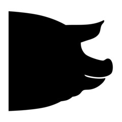 Pig Silhouette - Farm Animal. Vector Icon  illustration.