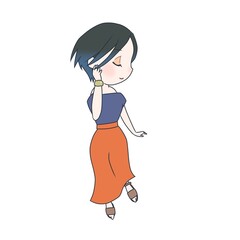 Clip art of woman in summer dress