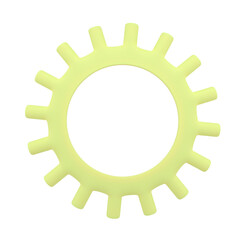 Minimal gear symbol, icon on white background. 3d rendering.