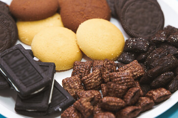 chocolate butter cookies in party snacks theme